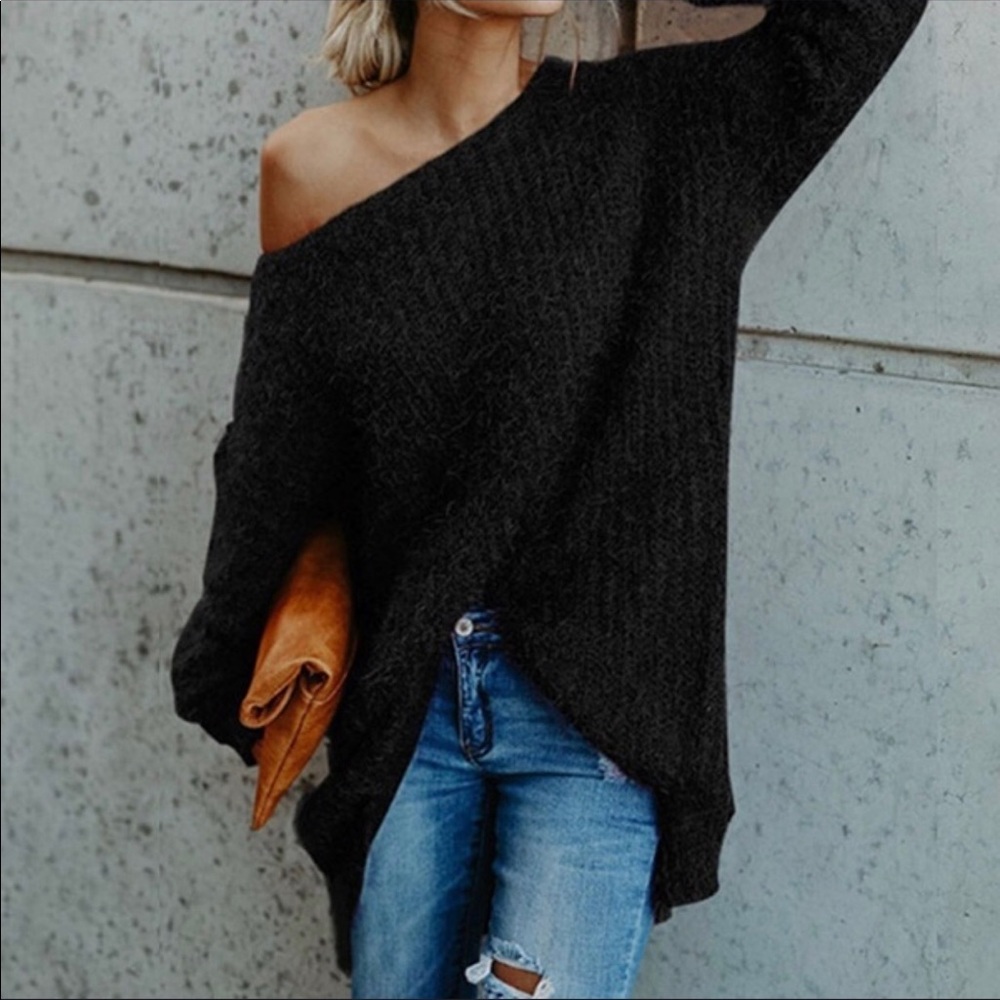 ! NOW HERE ! Mohair Off The Shoulder Sweater - Picture 2 of 5